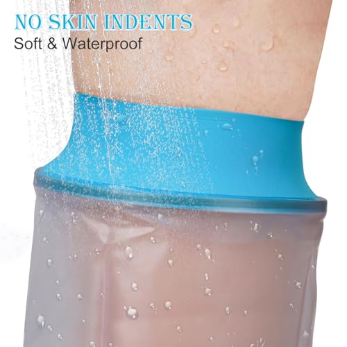 Image of Waterproof Cast Cover Long Leg Child for Shower Bath,Wound Barrier Bandage ProtectoriA'Watertight Cast Bag for Kids Foot Ankle Orthopedic Boot,Part Away from Moisture, Keep Casts Bandage Dry(Large