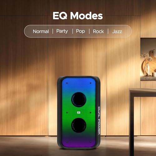Image of Bluetooth Party Speaker Tronica Trigon Rowdy 50W, with 2 Wireless Karaoke Microphones, RGB Disco Lights, USB, AUX, FM & SD Card Support, 4 Hours Playback