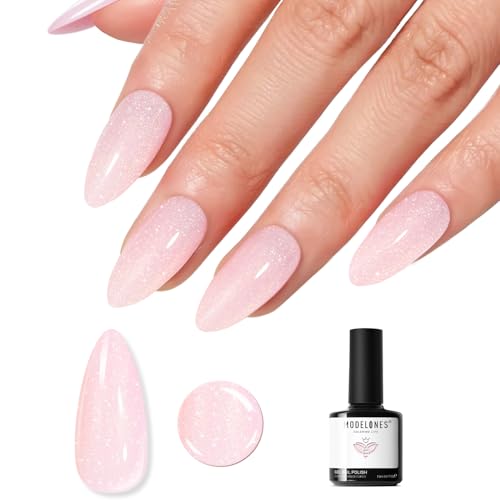 modelones Pink Gel Polish Pastel Pink Glitter Gel Nail Polish