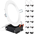 Sunco Lighting 12 Pack 6 Inch Ultra Thin LED Recessed Ceiling Lights Slim, 5000K Daylight, Dimmable 14W, Baffle Trim Damp Rated, Canless Wafer Thin with Junction Box - Energy Star