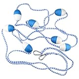 Amarine Made 20ft Floating Pool Rope, Pool Divider Rope with 2 Pre-Assembled Stainless Hooks and 7 Floating Buoys, Swimming Pool Rope for Isolating Hazardous Areas or Dividing Swim Lanes (20ft)