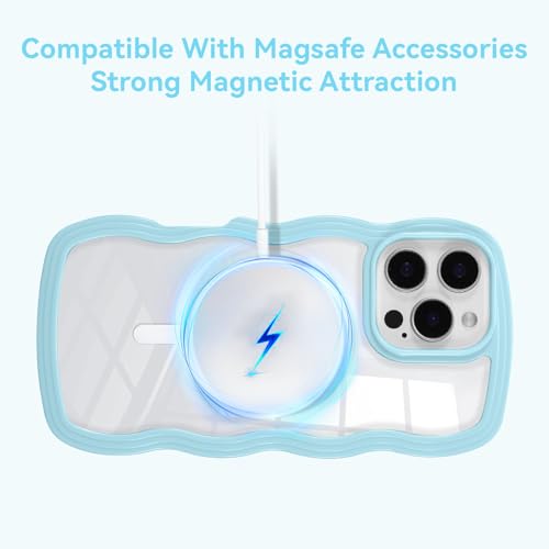 Coque iPhone 16 Pro MagSafe antichoc transparente à vagues bleu sierra