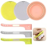 6 Stück 2.5/2.9/3.3in Katzendosendeckel, Silikon mit Löffel Katzenfutter Dosendeckel, Grün/Rosa/Grau Universal Futterdosen Deckel, Geeignet für Katzenfutter- und Hundefutter-Dosen und Mischlöffel
