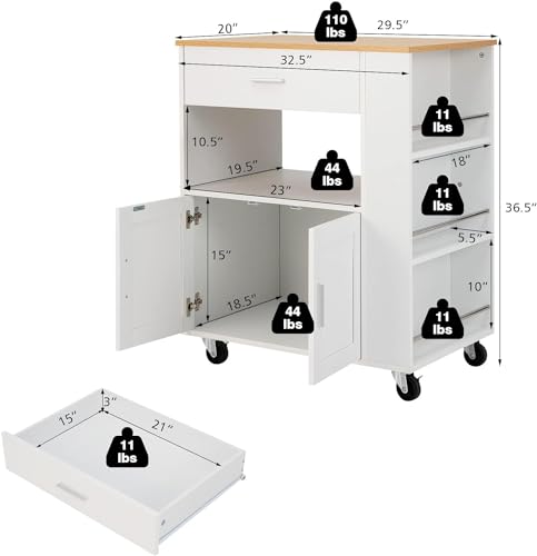 LOKO-Kitchen-Island-on-Wheels-Kitchen-Trolley-Cart-with-Towel-Rack-Spice-Rack-Rolling-Kitchen-Island-with-2-Lockable-Wheels-Small-Kitchen-Storage-Islands-Carts-325-x-20-x-365-Inches-White LOKO Kitchen Island on Wheels Kitchen Trolley Cart with Towel Rack Spice Rack Rolling Kitchen Island with 2 Lockable Wheels Small Kitchen Storage Islands Carts 325 x 20 x 365 Inches White
