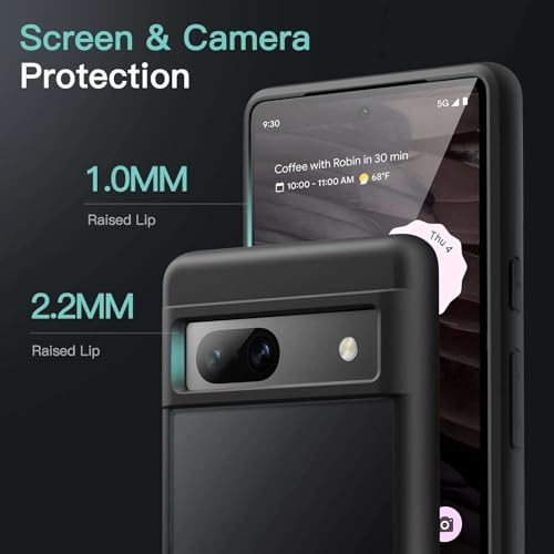 Image of Case Compatible for Google Pixel 7a,Black Cover Pixel 7a, Frosted Translucent Back Protective Slim Phone Cover, Stylish Look, dust Poof Anti-Fingerprints - (Black)