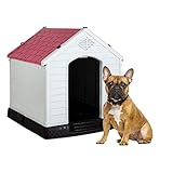 BestPet 28Inch Large Dog House Insulated Kennel Durable Plastic Dog House for Small Medium Large Dogs Indoor Outdoor Weather & Water Resistant Pet Crate with Air Vents and Elevated Floor,Red