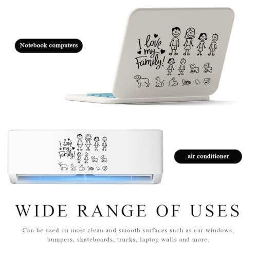 Image of Family Car Sticker, Waterproof I Love My Family Cartoon Auto Decorative Sticker, Family Figures Pets Animal Decals for Bumper Window Laptop Fridge Luggage, Car Accessories