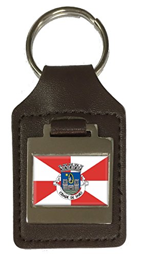 Porte-clés en cuir gravé Faro City Portugal maroquinerie homme femme