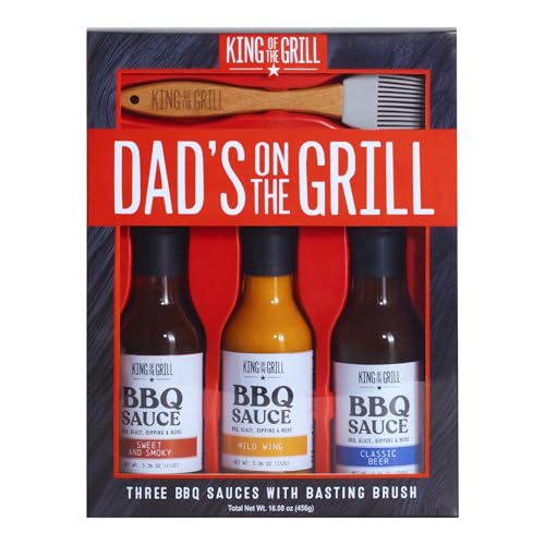 King of The Grill 3-Bottle BBQ Sauce Gift Set with Brush