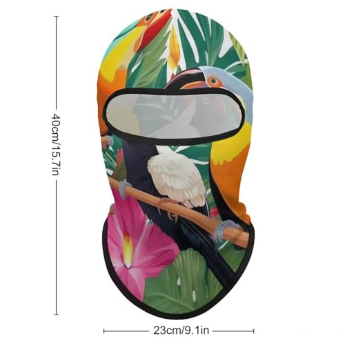 Balaclava con estampado de aves tropicales y hojas de planta para hombre y mujer, máscara facial protectora contra el sol, transpirable y de cobertura total para senderismo, ciclismo, carrera y conducción miniatura 2