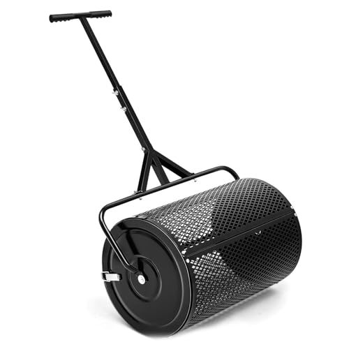 MFYDPP 24-Zoll-kompoststreuer, Torfmoosstreuer, Rasen- Und Gartenstreuer, Mehrzweck-gartenpflegegeräte(Size:40cm,Color:Schwarz)