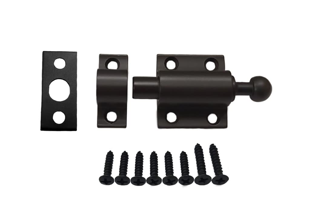 Boulon de surface en laiton massif QCAA loquet automatique bronze huilé 5,1 cm 1 pack