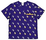 Fabrique Innovations NFL Unisex Repeat Logo Scrub Top, Minnesota Vikings, Medium