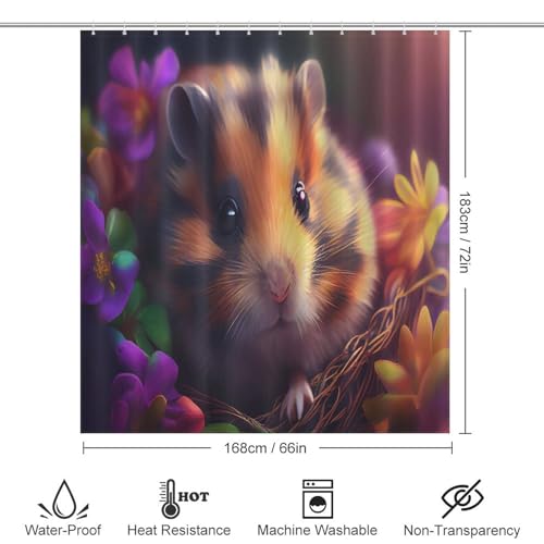 Hamster rideau de douche de qualité supérieure en polyester durable 168x183