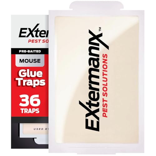 Extermanix Mouse Traps Indoor for Home – Sticky Glue Traps for Mice & Rats – Strong Adhesive Mouse Glue Traps – Pest Control Sticky Mouse Traps for Indoor Use (36 Pack)