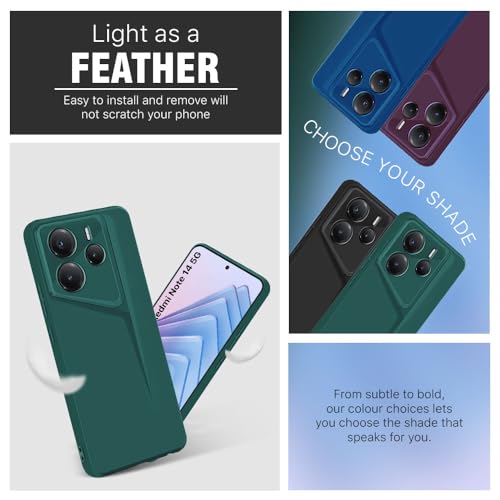 Image of WOW IMAGINE Slim Back Cover for Redmi Note 14 SE 5G | Redmi Note 14 5G | Blade Series Ultra Thin Case with Lightweight Design | Camera Protection | Soft Matte Silicone Flexible Mobile Case - Green