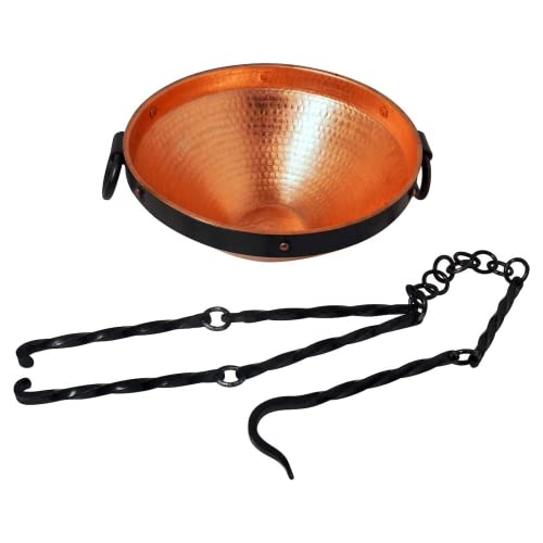 CopperGarden Keltischer Kupferkessel I Kessel aus Kupfer I Topf für Feuerstelle I Kochtopf outdoor I Mit Aufhängung I Kessel für offenes Feuer I Kochen im Feuer I 5L Volumen