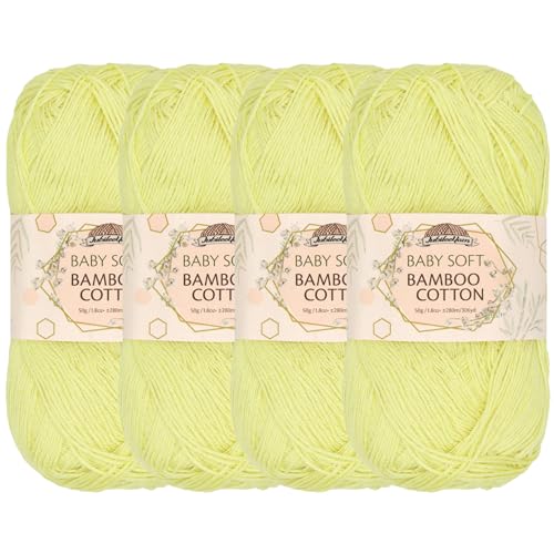 Image of JubileeYarn Baby Soft Bamboo Cotton Yarn - 50g /Skein - Eggnog - 4 Skeins