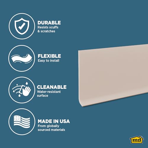 Image of M-D Building Products 23647 4 in. x 48 in. Desert Beige Self-Stick Vinyl Wall Base