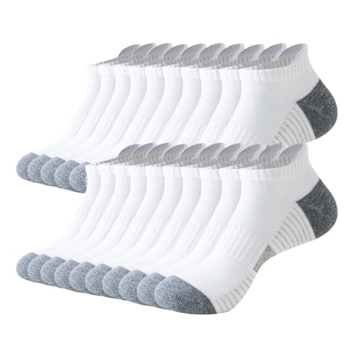 JOYNÉE 10 Pairs Mens Athletic Running Ankle Socks Cushioned Breathable Low Cut Sports Tab Socks for Men,Sock Size 10-13