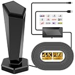 Antenne TV Intérieure Puissante TNT - Amplificateur de Signal à Gain Élevé, Réception 360° Longue Portée 500km, Compatible Smart TV 1080P 4K DVB-T/DVB-T2