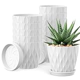 UOUZ 12 Pack 4 Inch Small Plant Pots with Saucers, Waffle Texture Plastic Planters with Drainage...