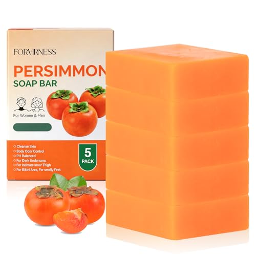 Image of 5 PCS Persimmon Soap Bar for Body Odor Control, Deodorant Body Bar Soap