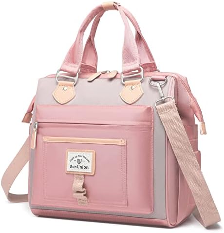 SunUnion Lunch Bag Women, Cute Insulated, Large Lunch Tote For Work, Leak Proof Lunch Box For Women, Lunch Purse, Cooler Bag With Side Pockets And Shoulder Strap For Picnic Office(Pink)