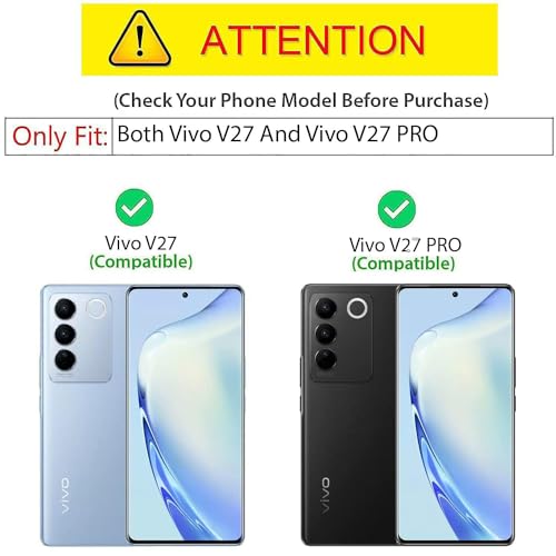 Image of AIBEX Compatible for Vivo V27 / Vivo V27 Pro Flip Cover Leather Finish | Inside TPU with Card Pockets | Wallet Stand | Complete Protection Flip Case - Blue