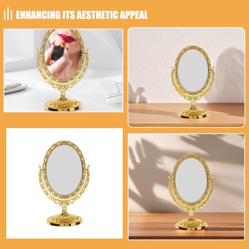 Espejo de Maquillaje Ovalado Doble Cara Estilo Europeo 2pcs miniatura 3
