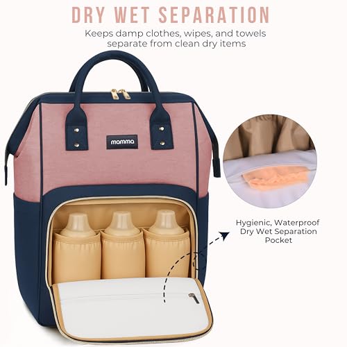 Image of MAMMA Diaper Bag for Mothers for Travel, Baby Bag for Mother Travel, Hospital Bag for Delivery Women, Baby Diaper Bag for Mom, 12 Pockets Diaper Bags for Mothers with 9 Months Warranty