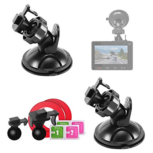 Mount Holder for YI Dash Camera,Suction Cup Mount for YI Dash Cam (2 Packs) with 2 Different Pivot Swivel Points,2 Wipes(Dry and Wet),2 3M Double Sided Adhesive Tapes