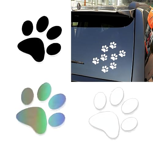 48 pièces Autocollants de voiture - Drôle Carrosserie Moto Casque de Vélo Autocollants en Verre, Paws Dog Paws patte de chat patte de chien Stickers pièces...