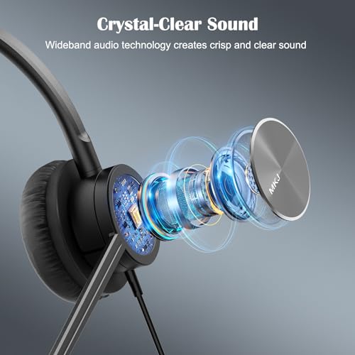 Auriculares con cancelación de ruido y cable RJ9 para Cisco 5