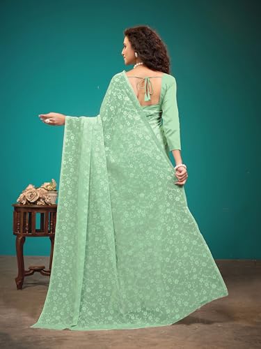 Image of Garden Vareli Viscose Brasso Floral Print Saree