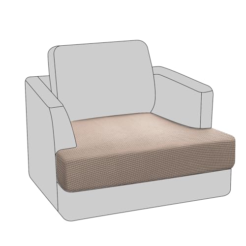 PrinceDeco Stretch T Cushion Loveseat Slipcovers Loveseat Couch Cover for 2 Cushion Sofa Seat Cover with Elastic Bottom Pets Friendly Jacquard Small Checked,Brown