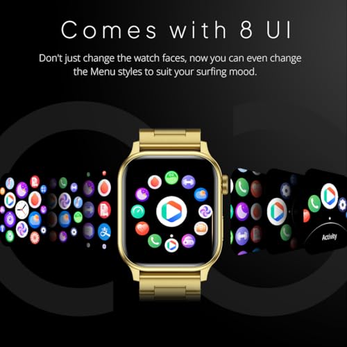 Image of Fire-Boltt Rise Luxe Bluetooth Calling Smart Watch, 1.85 inchHD Display, AI Outfit Watch Face, 2 Looks in 1 Watch, Extra Straps at ₹99, 120+ Sports Modes, Metal Smartwatch for Men & Women (Gold)