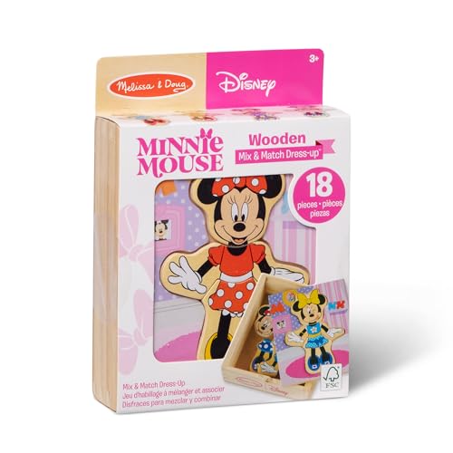 Melissa & Doug Disney Minnie Mouse Dress-Up Puzzle, 18 Pieces Mix and Match Outfits, Sorting & Matching Toy with Storage Case, Educational Puzzle for Toddlers Ages 3+