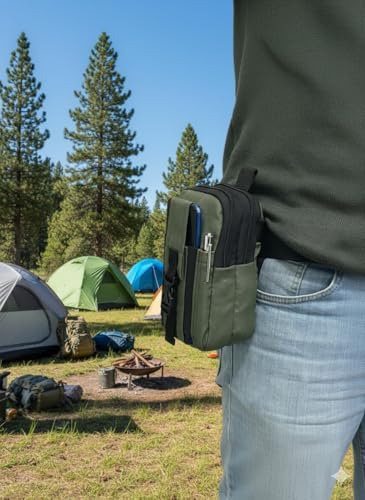 Taktik Kemer Çantası, Naylon Kumaş, Çok Bölmeli, Kalem ve Telefon Taşıyıcı, Outdoor Kullanım (YEŞİL) - Görsel 1