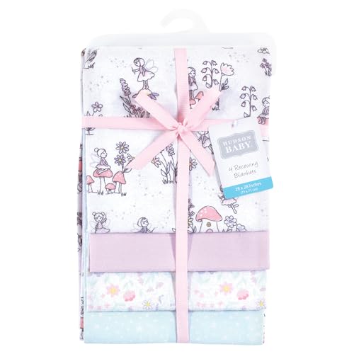 Image of Hudson Baby Unisex Baby Cotton Flannel Receiving Blankets, Garden Fairies, One Size