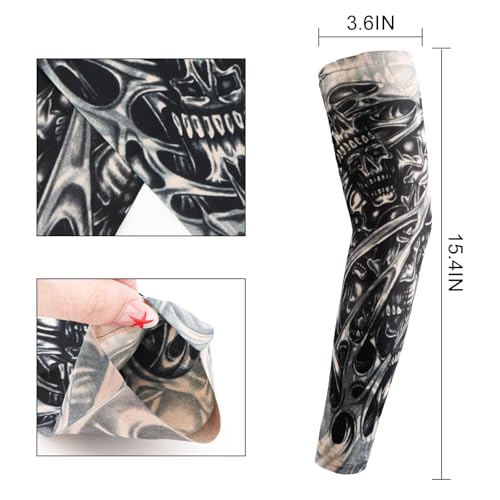 Image of YARIEW Tattoo Sleeves for Men, 6Pcs Fake Tattoos Sleeves to Cover Arms Sun Protection Sleeve Covers for Men and Women (Set 10)