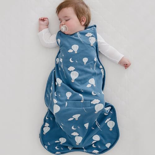 Image of Woolino Toddler Sleeping Bag, 4 Season, Merino Wool and Organic Cotton, Baby Sleep Bag or Sack, 2-4 Years, Hot Air Balloon