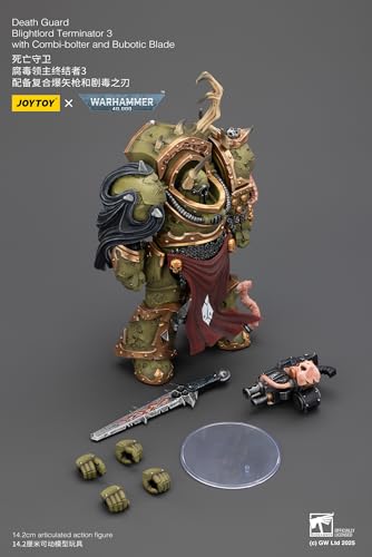 Image of JOYTOY Death Guard Warhammer 40k 1 /18 Action Figure Death Guard Blightlord Terminator 3 with Combi-Bolter and Bubotic Blade Collectible Gifts,Toys for Kids 15+ and Adults 4.8-inch