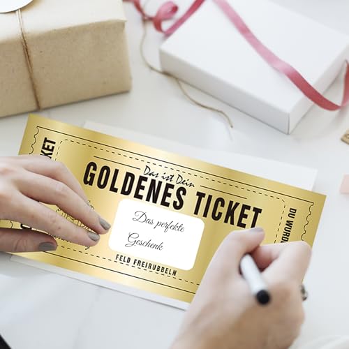 Xmart Goldenes Ticket 8 Stück Gutschein Zum Selber Ausfüllen Golden Ticket set Rubbellose Selber Machen überraschungsgeschenkgutscheine fur Familie und Freunde Zum Jubiläum Kinogutschein