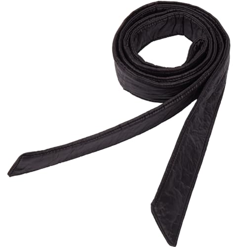 GORGECRAFT 2 Yards Down Coat Ribbon Belt Black Down Coat Belt Cotton Cloth Belts Long Puffer Sash Waist Band Tunics Girdle Decoration Tie Knot Cinch Belt for Down Garment Accessory Women Ladies