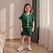 Babieshouse Toddler Girls Pajamas Sets Fashionable Ruffled Lapel V Neck Short Sleeve Tops with Solid Color Shorts 2Pcs Sleepwear (Green, 2-3 Years)