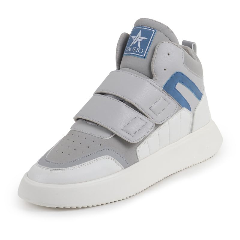 FAUSTO FST FJAMC-16004 GREY-41 Mens Grey Colorblocked High Top Hook and Loop Adjustable Fasteners Adjustable Classic Sneakers|Memory Cushion Insole|Street Fashion Hi-Top Sneakers (7 UK) (B0DDY65FRQ) Amazon Price History, Amazon Price Tracker