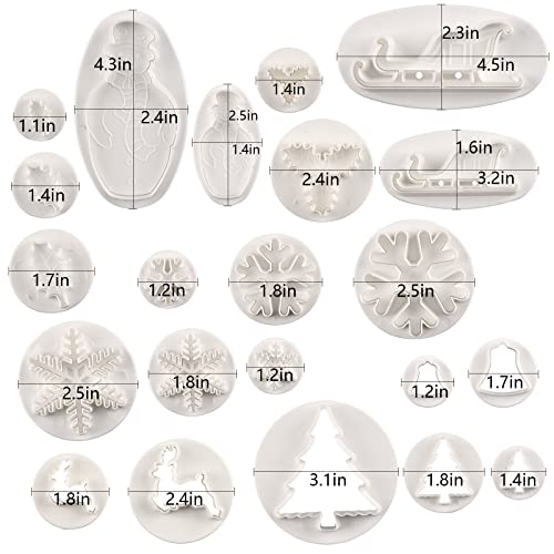 22 Pcs Christmas Cookie Cutter Set Molds, Christmas Fondant Embossing Tools Plunger Cookie Cutter Sugarcraft Tree/Leaves/Sled/Snowman/Jingling Bell/Deer For Cupcake Cake Topper Decorating Snowflake #TOP2