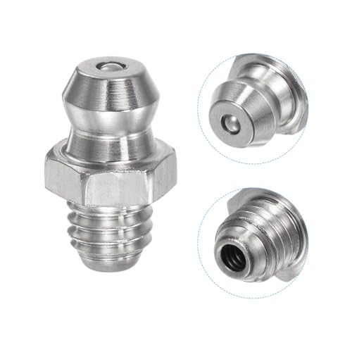 Image of uxcell 304 Stainless Steel Straight Grease Fitting M6 x 1mm Thread Hydraulic Grease Fitting Accessories, 15Pcs
