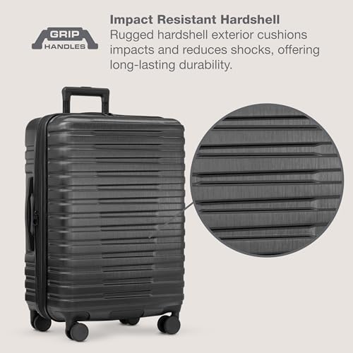 U.S. Traveler Boren Polycarbonate Hardside Rugged Travel Suitcase Luggage with 8 Spinner Wheels, Aluminum Handle - Image 4